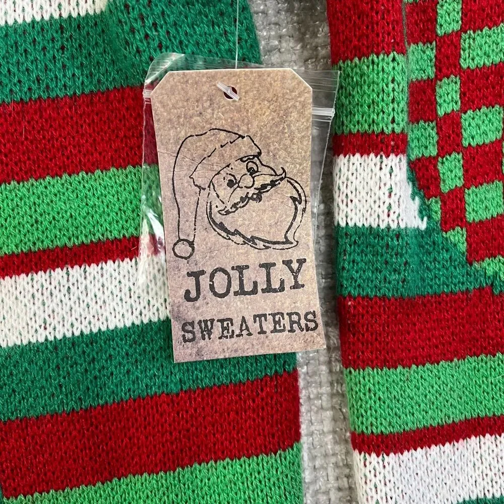 New Ugly Christmas Sweater Men's M Tie Suspenders Striped Unisex Holiday Party